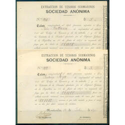 1891.  ANTIGUOS DOCUMENTOS  EXTRACCION DE TESOROS SUBMARINOS