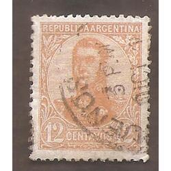 ARGENTINA 1908(140B) SAN MARTIN EN OVALO C/FILI USADA