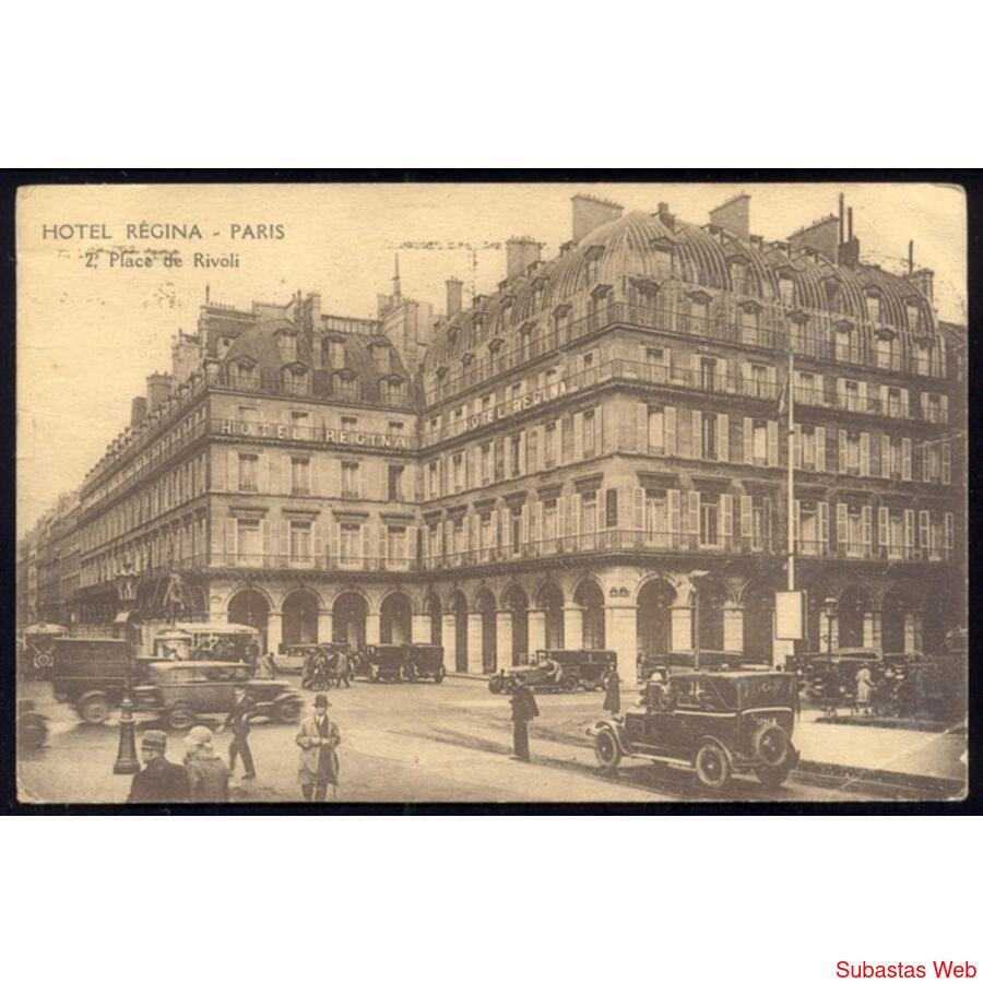 FRANCIA 1932 PARÍS HOTEL REGINA & Plaza RIVOLI Boulevard
