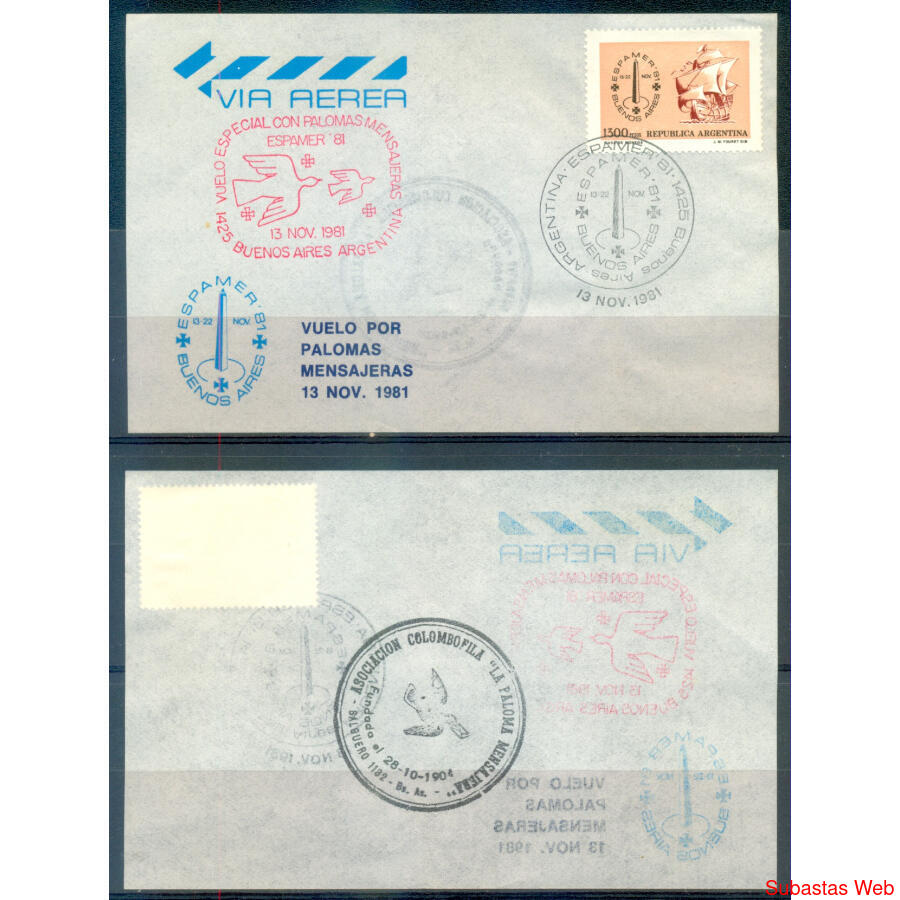 ARGENTINA TARJETA VUELO ESPECIAL POR PALOMA MENSAJERA. RARO!