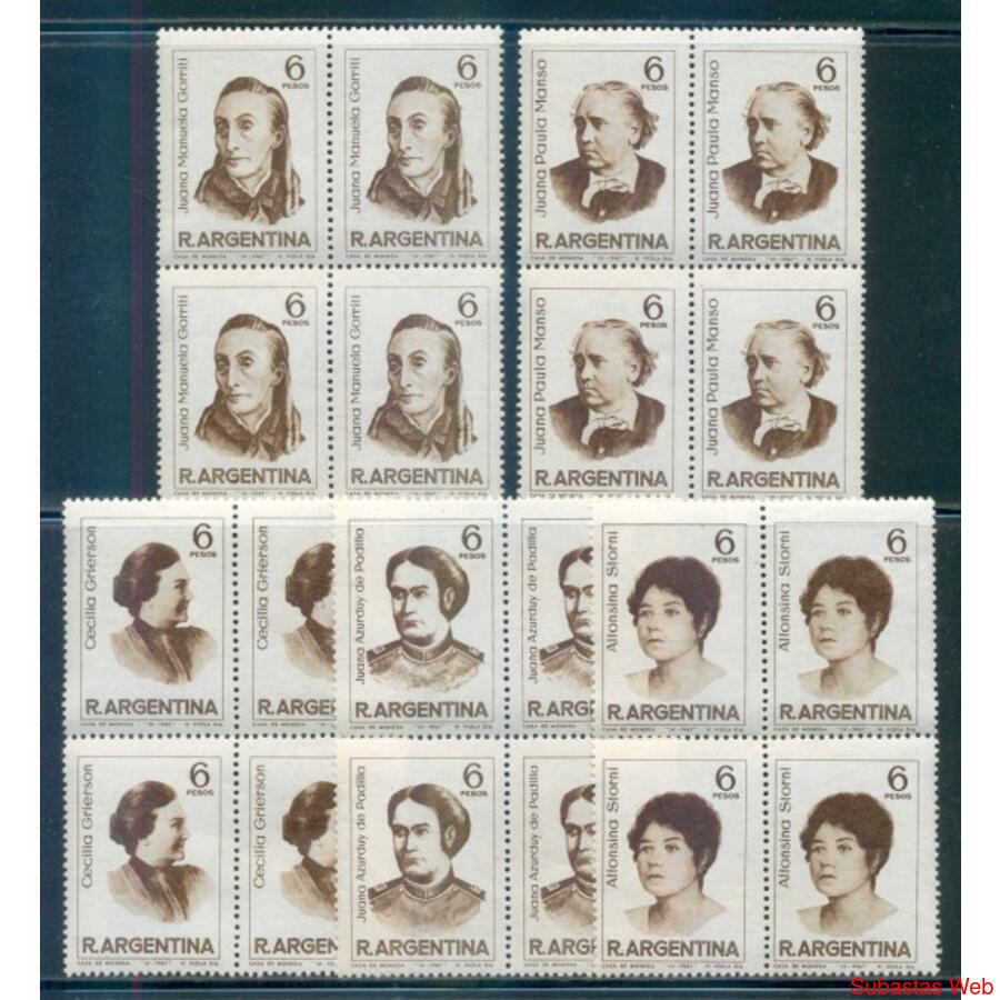 ARGENTINA GJ1407/11 LA MUJER SERIE DE CUADROS MINT. U$ 10.00