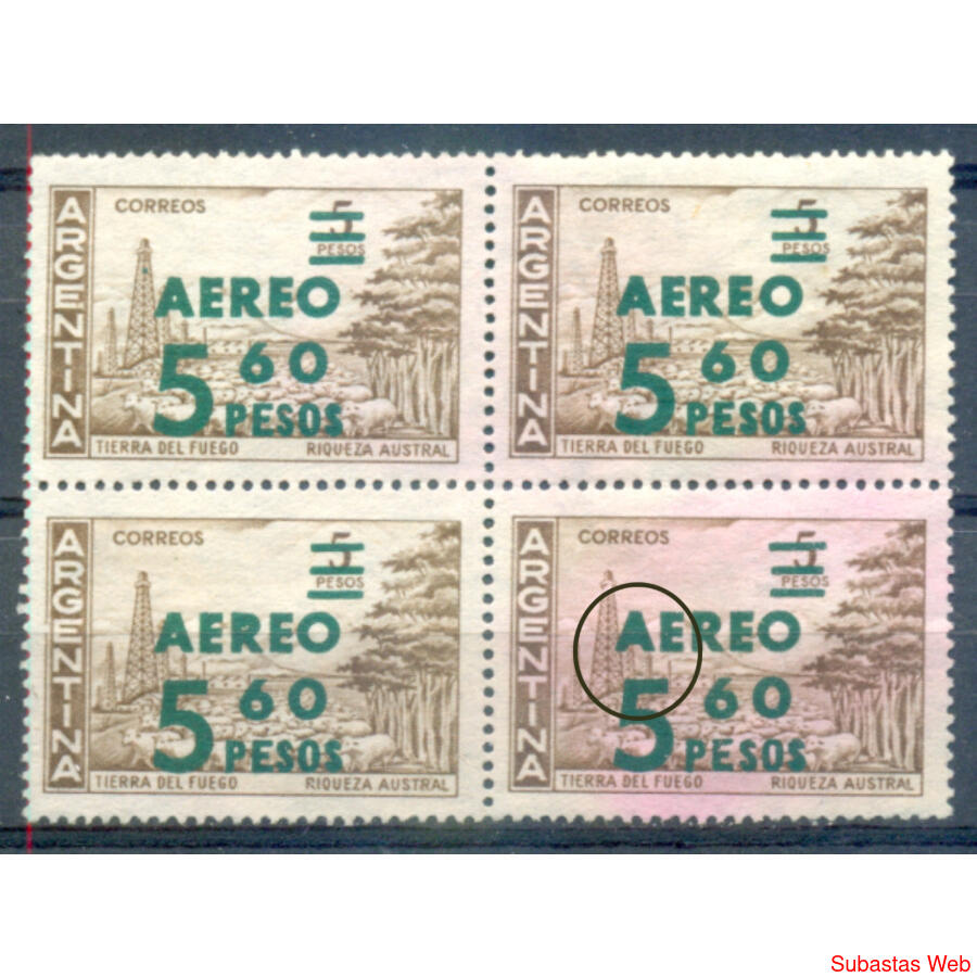 ARGENTINA 1240 RESELLADO CUADRO CON VARIEDAD REPETITIVA