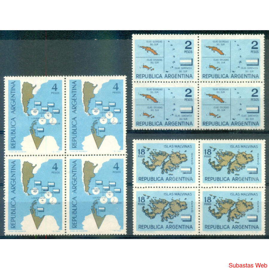 ARGENTINA GJ1272/74. ZONA ANTARTICA SERIE CUADRITOS U$18.00