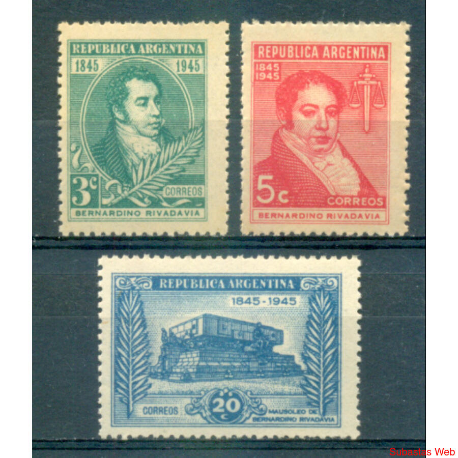 ARGENTINA. GJ923/925. CENTENARIO DE RIVADAVIA SERIE NUEVA