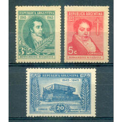 ARGENTINA GJ923/925. FALLECIMIENTO DE RIVADAVIA SERIE NUEVA