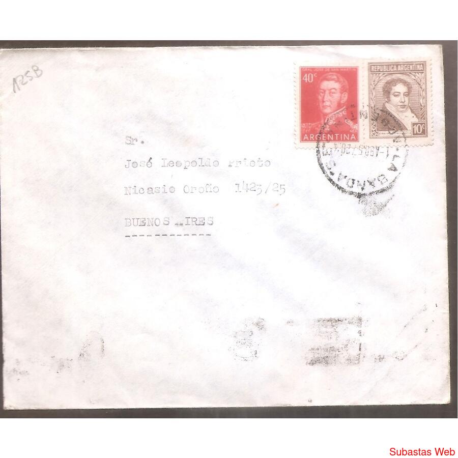 ARGENTINA 1957 SOBRE CIRCULANO  NUMERO  125B