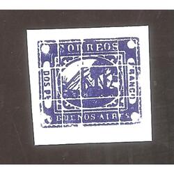 ARGENTINA 1858  BARQUITO DOS PS, REIMPRESION DE PALEY AZUL