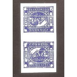 ARGENTINA 1858 BARQUITO DOS Ps. TETE-BECHE REIMPRESION AZUL