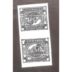ARGENTINA 1858 BARUITO DOS Ps. EN TETE-BECHE REIMPRESION  NE