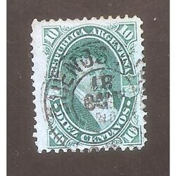 ARGETINA 1867(19) PROCERES NACIONALES: BELGRANO  USADA