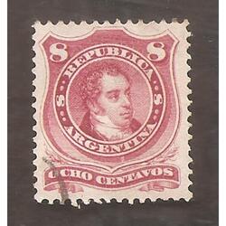 ARGENTINA 1877(38) PROCERES:  RIVADAVIA  TIPO II,  USADA