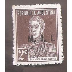 ARGENTINA 1923(298-208) SAN MARTIN SIN PUNTO, MINIST: MJI NS