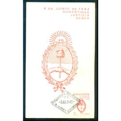 ARGENTINA GJ896 - 4 JUNIO 1943. ESPECTACULAR TARJETA MÁXIMA!