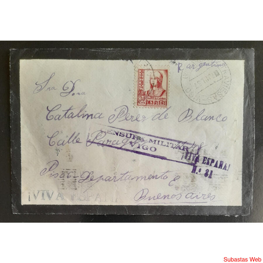 ESPAÑA 1937 GUERRA CIVIL SOBRE PASADO POR LA CENSURA DE VIGO