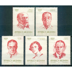 ARGENTINA GJ2078/ 2082. *ESCRITORES I*. SERIE MINT U$2.50