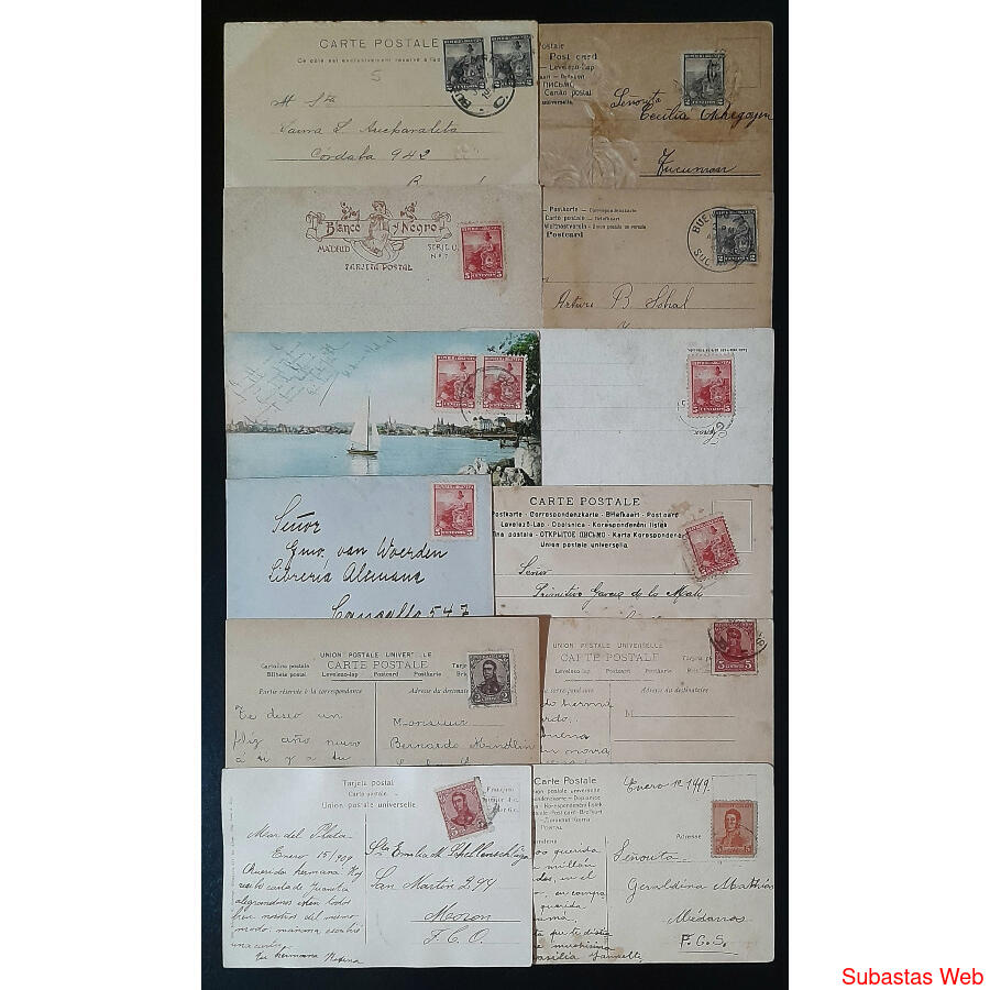 ARGENTINA LIBERTAD CON ESCUDO LOTE DE 12 ANTIGUAS POSTALES!!
