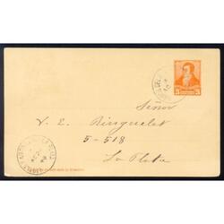 ARGENTINA 1893 ENTERO POSTAL JGTAR 13 CIRCULADO. LUJO TOTAL!